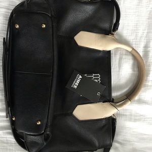 Aimee Kestenberg black, cream, tan leather bag